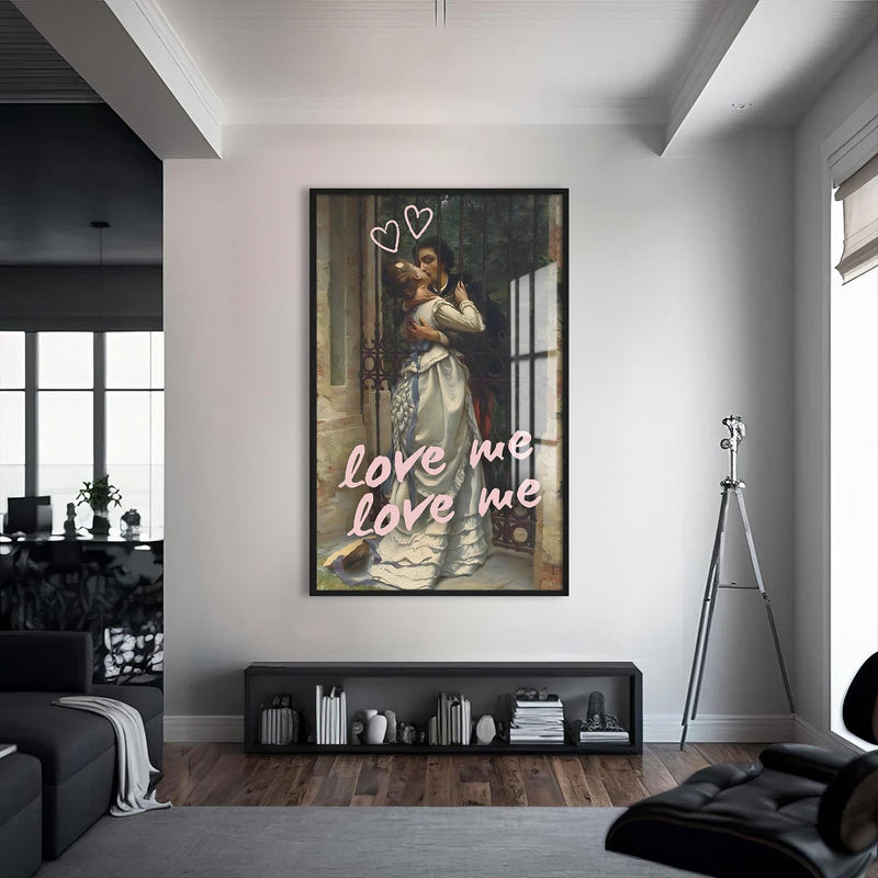 Artronauts Glass Print S | 72x46 cm | 28.3"x18.1" / Black Love Me Love Me - Tempered Glass Wall Art
