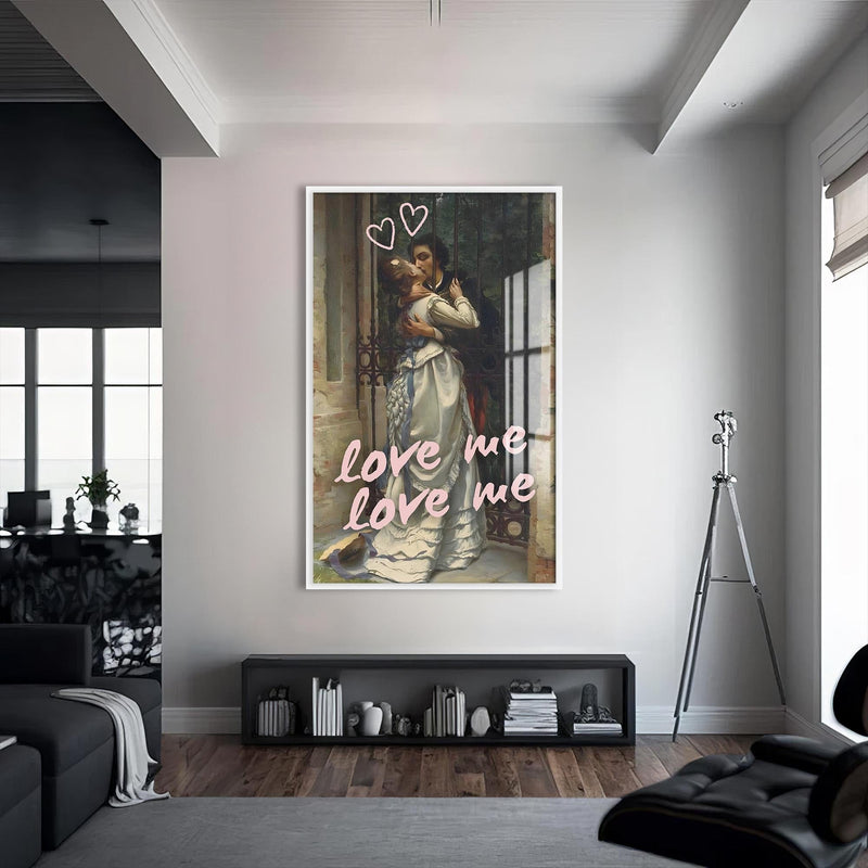Artronauts Glass Print S | 72x46 cm | 28.3"x18.1" / White Love Me Love Me - Tempered Glass Wall Art