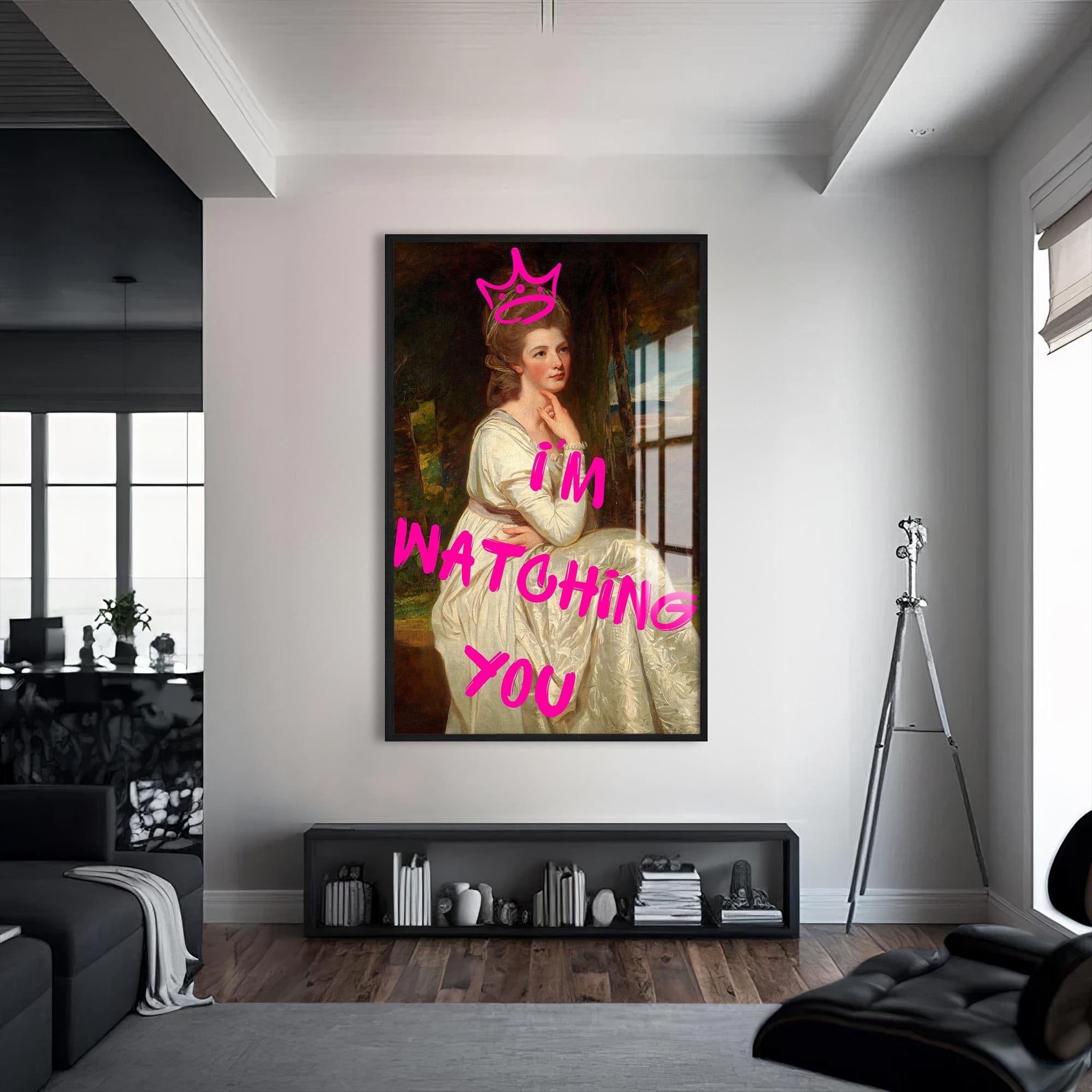 Artronauts Glass Print S | 72x46 cm | 28.3"x18.1" / Black I’m Watching You - Tempered Glass Wall Art
