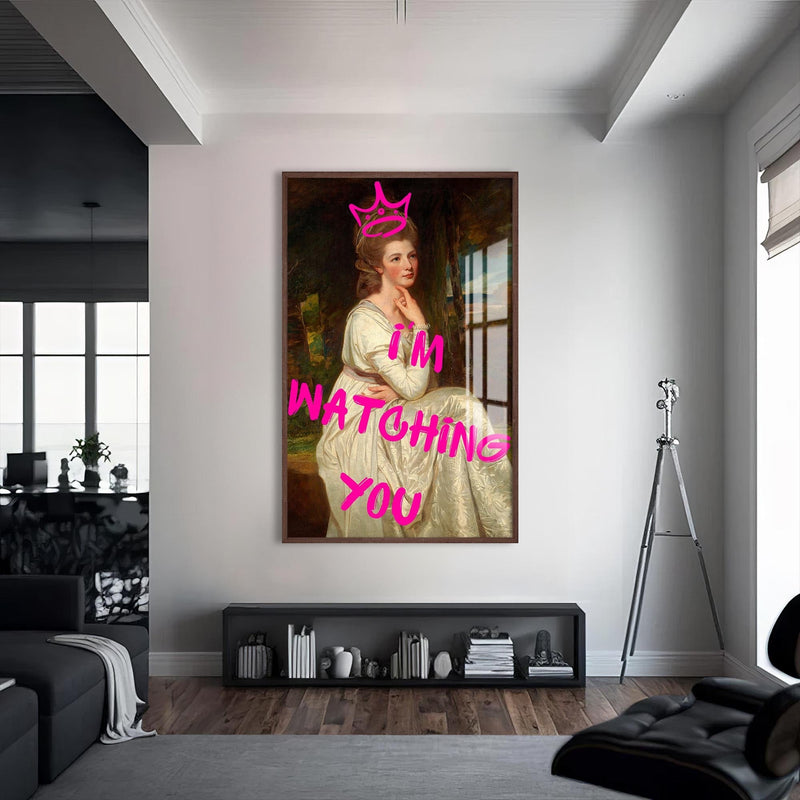 Artronauts Glass Print S | 72x46 cm | 28.3"x18.1" / Walnut I’m Watching You - Tempered Glass Wall Art