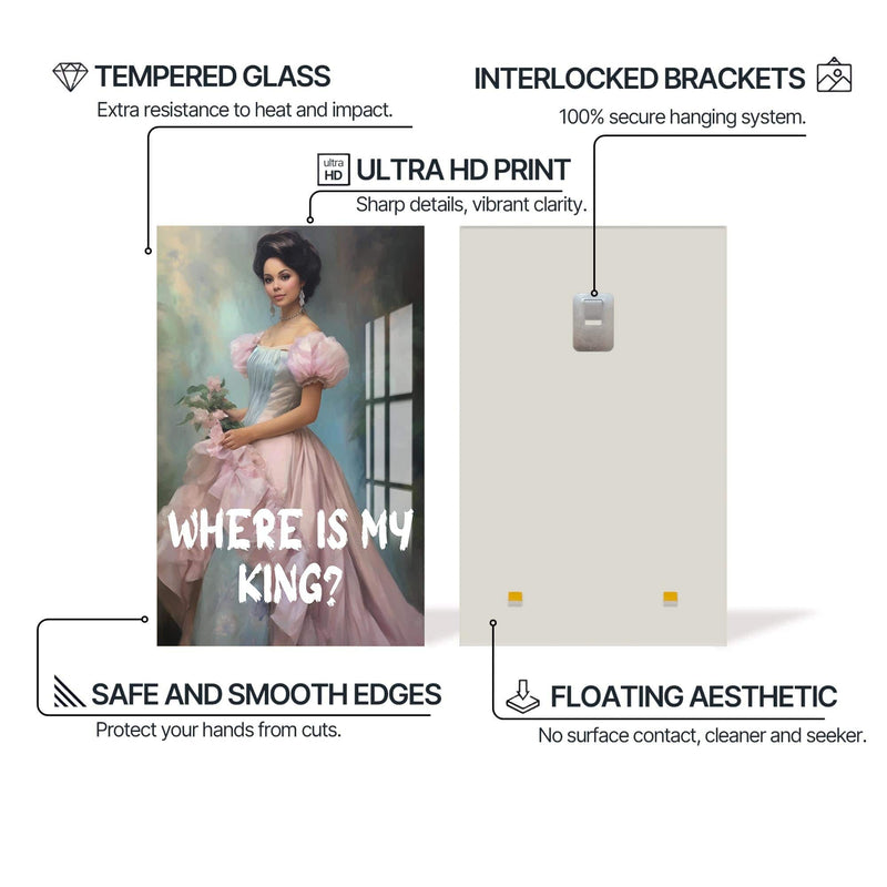 Artronauts Glass Print Where Is My King - Tempered Glass Wall Art