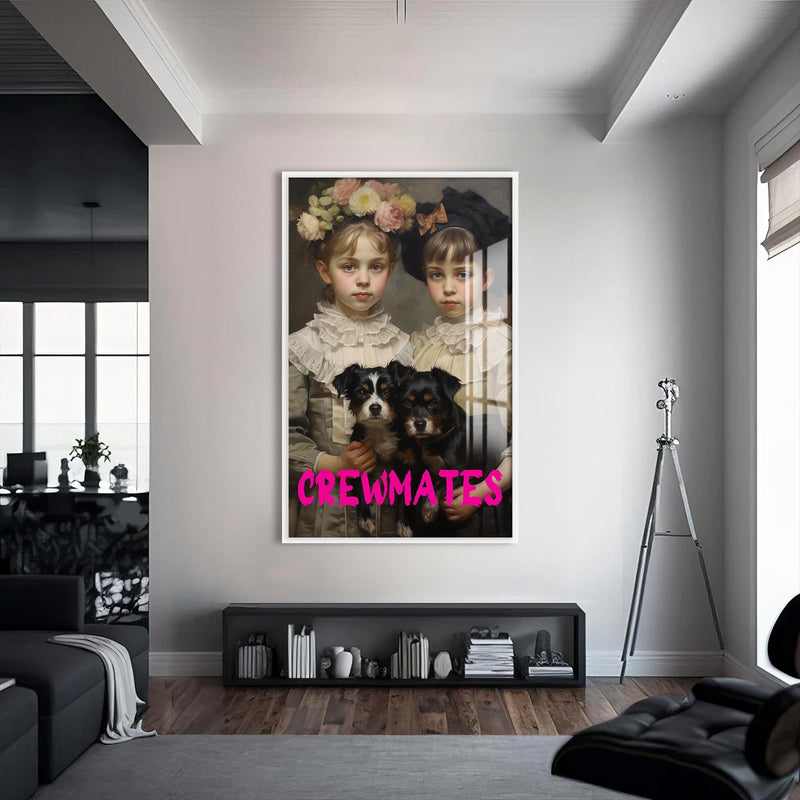 Artronauts Glass Print S | 72x46 cm | 28.3"x18.1" / White Crewmates - Tempered Glass Wall Art