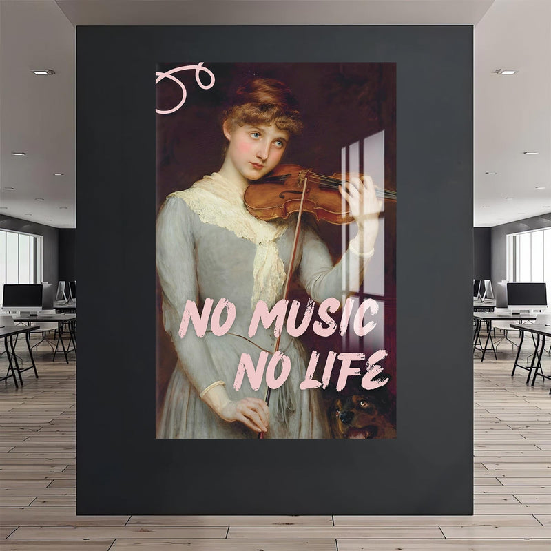 Artronauts Glass Print No Music No Life - Tempered Glass Wall Art