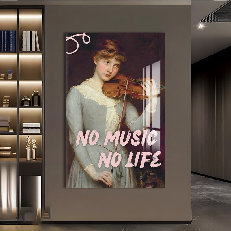 Artronauts Glass Print No Music No Life - Tempered Glass Wall Art