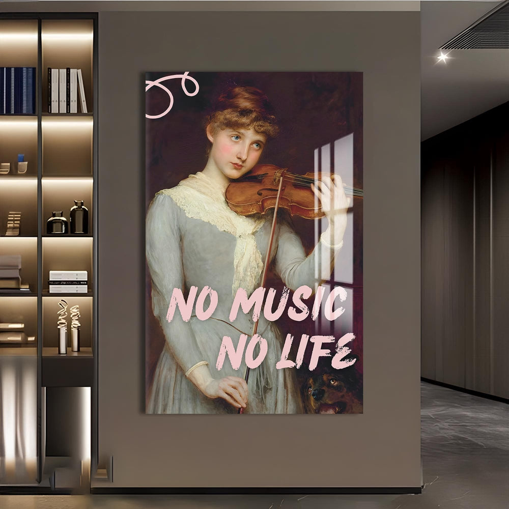 Artronauts Glass Print No Music No Life - Tempered Glass Wall Art