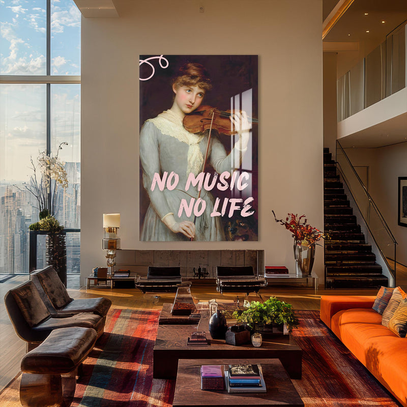 Artronauts Glass Print No Music No Life - Tempered Glass Wall Art