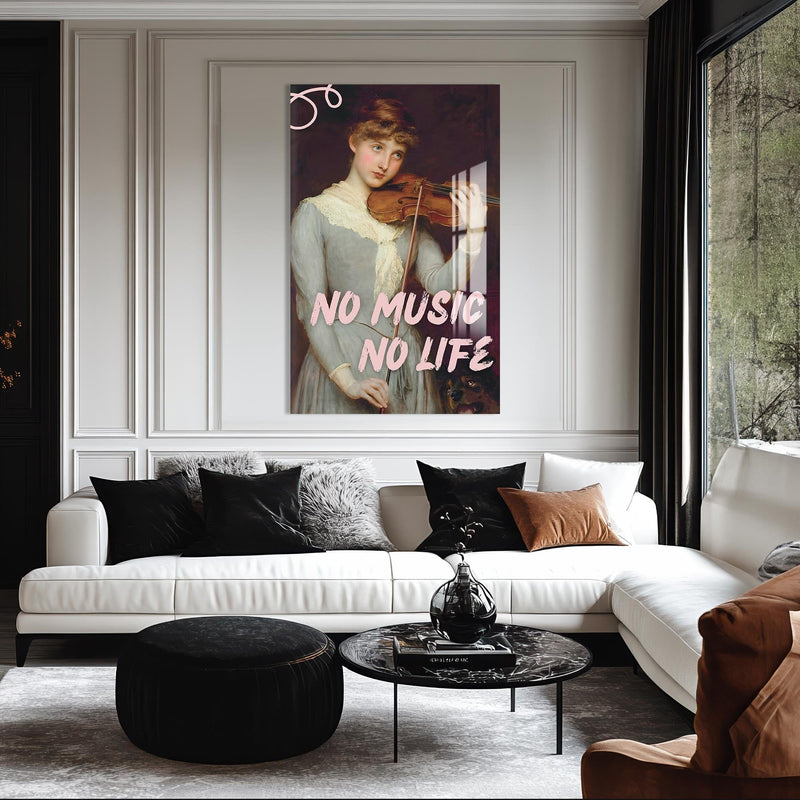 Artronauts Glass Print No Music No Life - Tempered Glass Wall Art