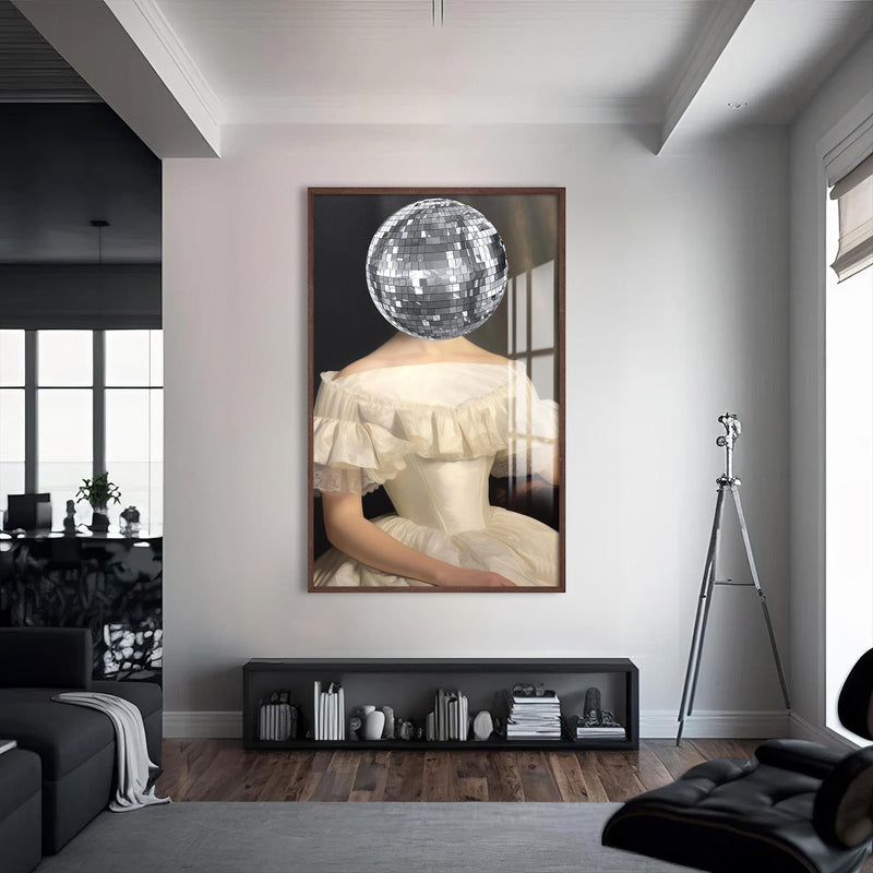 Artronauts Glass Print S | 72x46 cm | 28.3"x18.1" / Walnut Disco Bride - Tempered Glass Wall Art