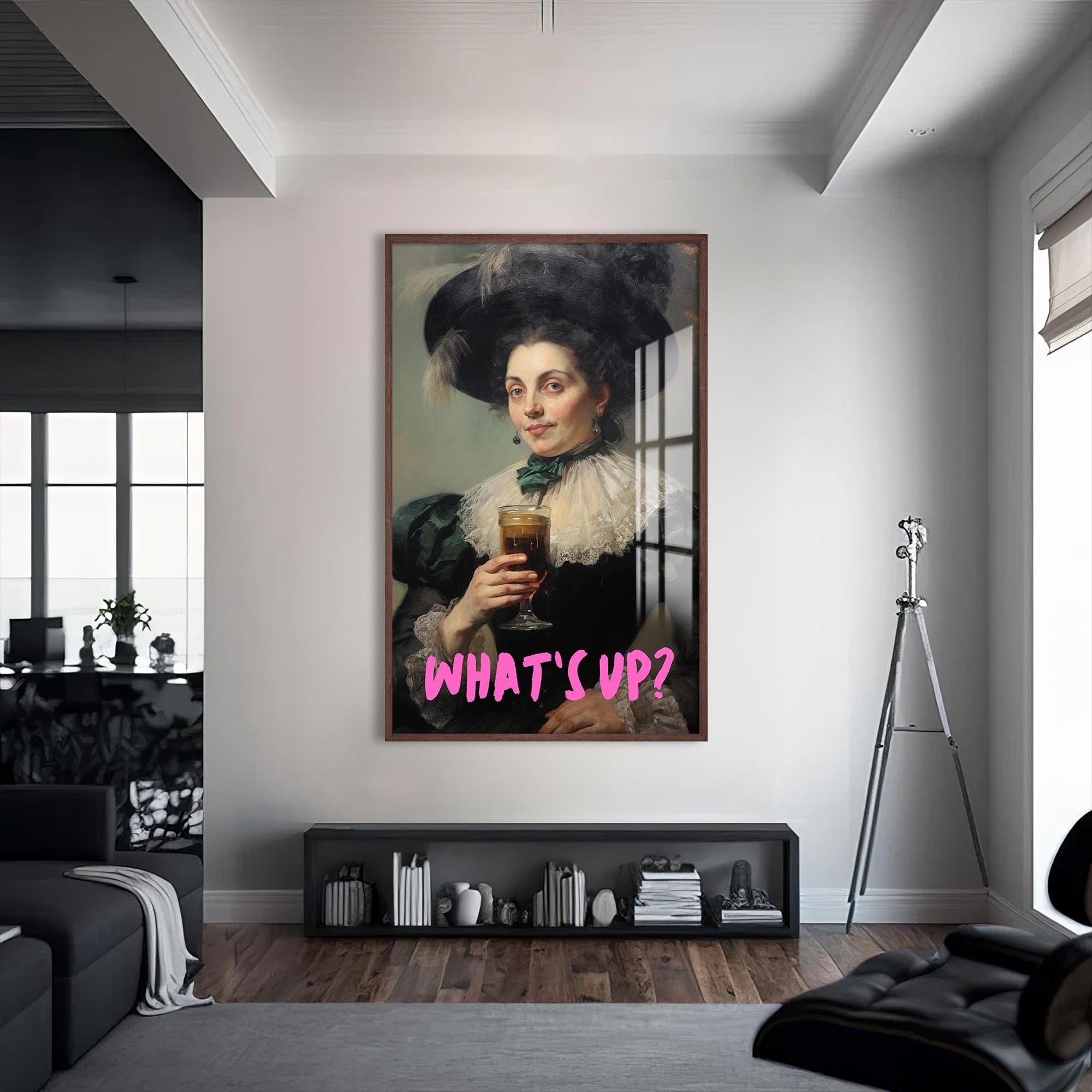 Artronauts Glass Print S | 72x46 cm | 28.3"x18.1" / Walnut WHAT’S UP ? - Tempered Glass Wall Art