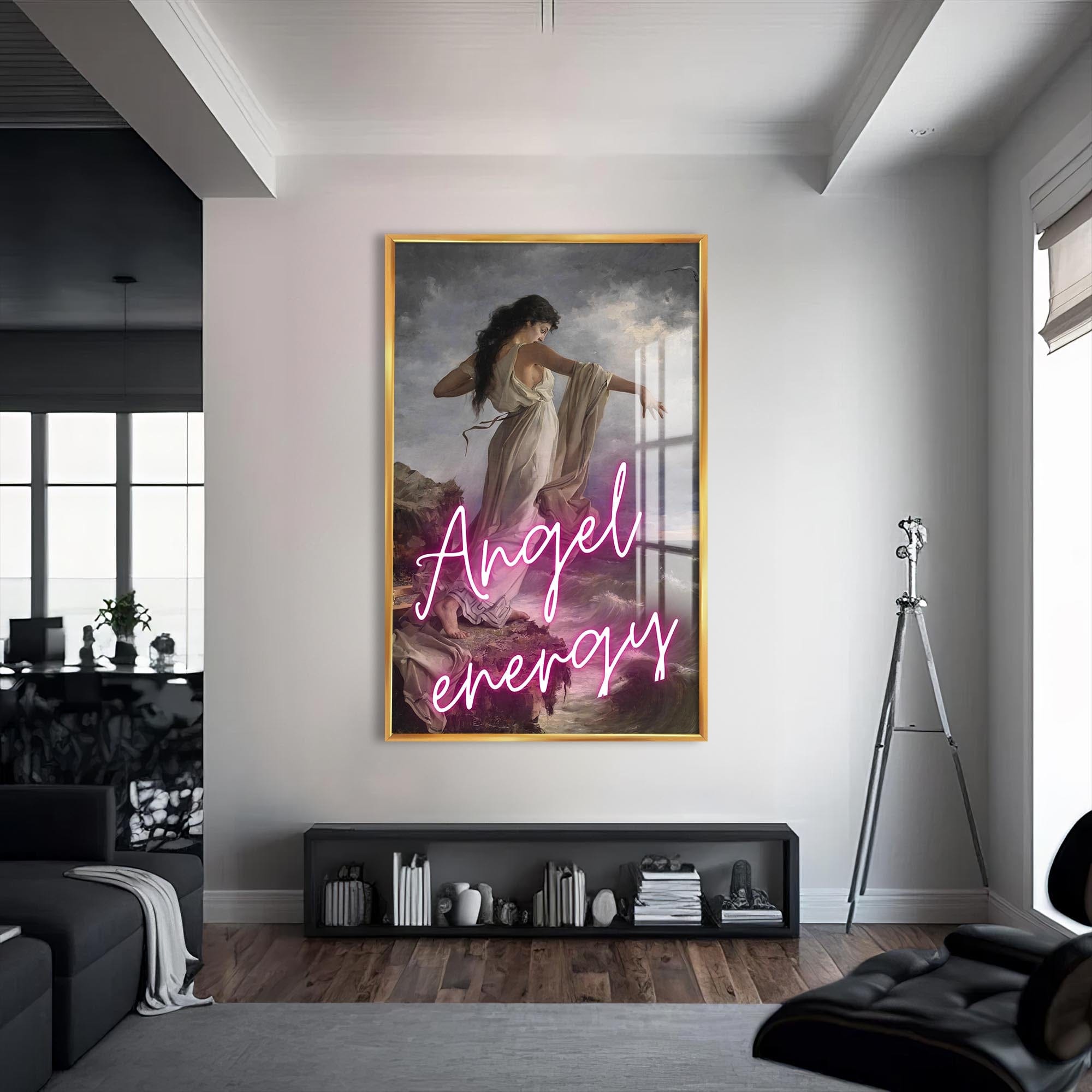 Artronauts Glass Print S | 72x46 cm | 28.3"x18.1" / Gold Angel Energy - Tempered Glass Wall Art