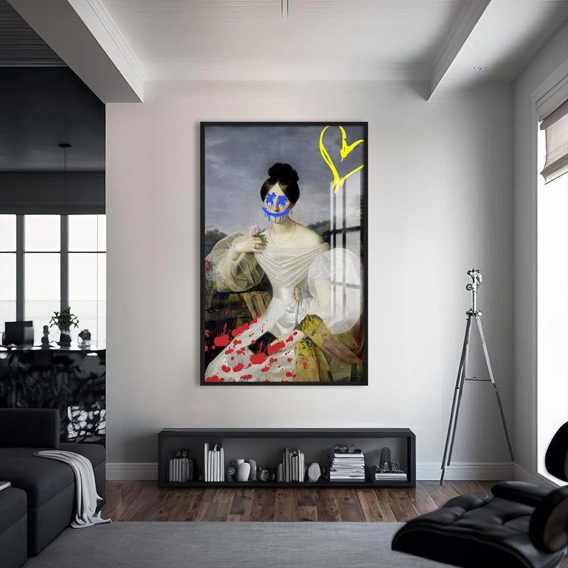 Artronauts Glass Print S | 72x46 cm | 28.3"x18.1" / Black Graffiti Romance - Tempered Glass Wall Art
