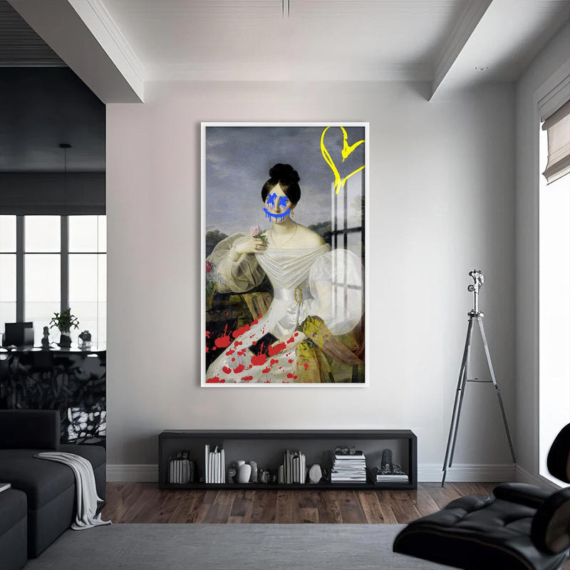 Artronauts Glass Print S | 72x46 cm | 28.3"x18.1" / White Graffiti Romance - Tempered Glass Wall Art