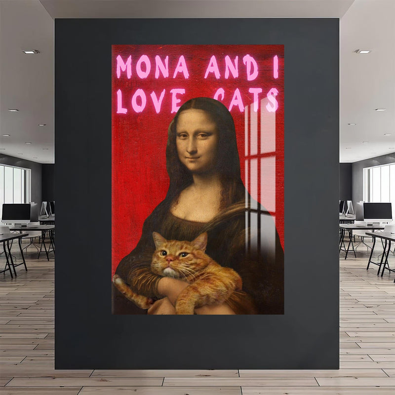 Artronauts Glass Print Mona Loves Cats - Tempered Glass Wall Art