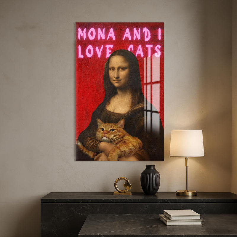 Artronauts Glass Print Mona Loves Cats - Tempered Glass Wall Art