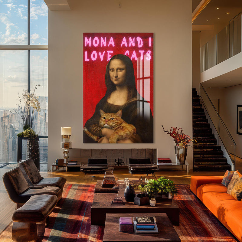 Artronauts Glass Print Mona Loves Cats - Tempered Glass Wall Art