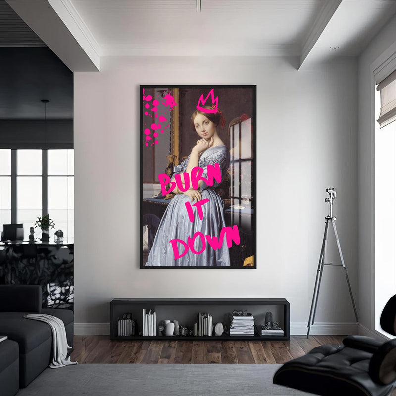 Artronauts Glass Print S | 72x46 cm | 28.3"x18.1" / Black Burn It Down - Tempered Glass Wall Art