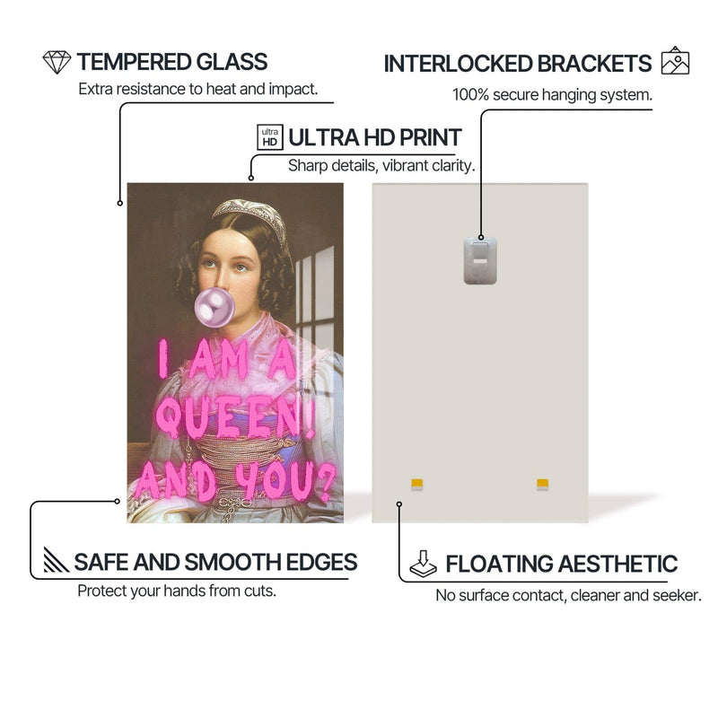 Artronauts Glass Print I Am A Queen - Tempered Glass Wall Art