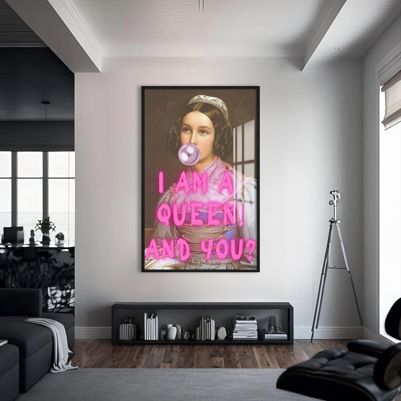 Artronauts Glass Print S | 72x46 cm | 28.3"x18.1" / Black I Am A Queen - Tempered Glass Wall Art