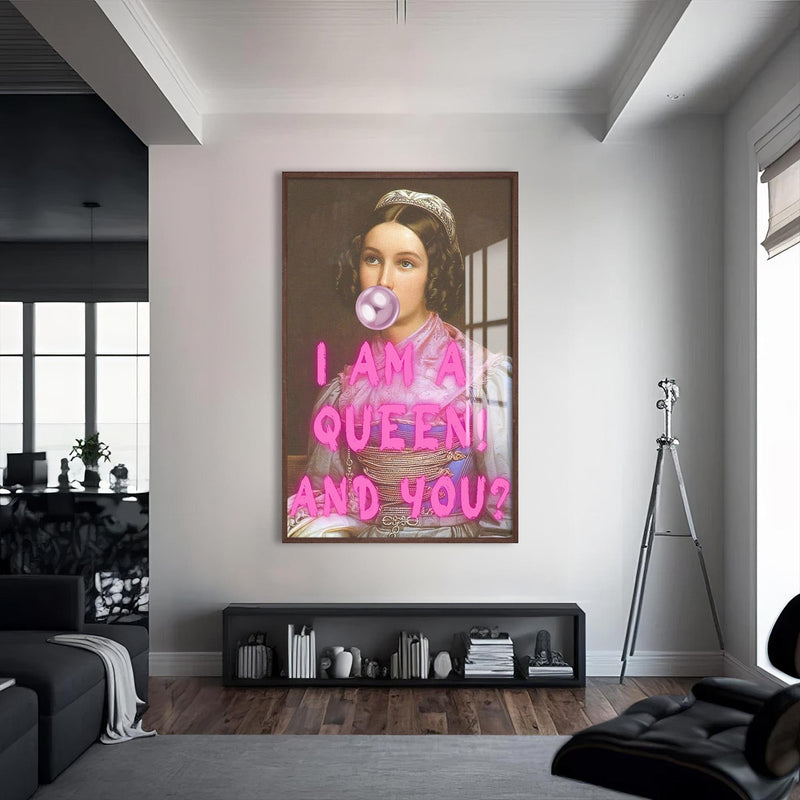 Artronauts Glass Print S | 72x46 cm | 28.3"x18.1" / Walnut I Am A Queen - Tempered Glass Wall Art