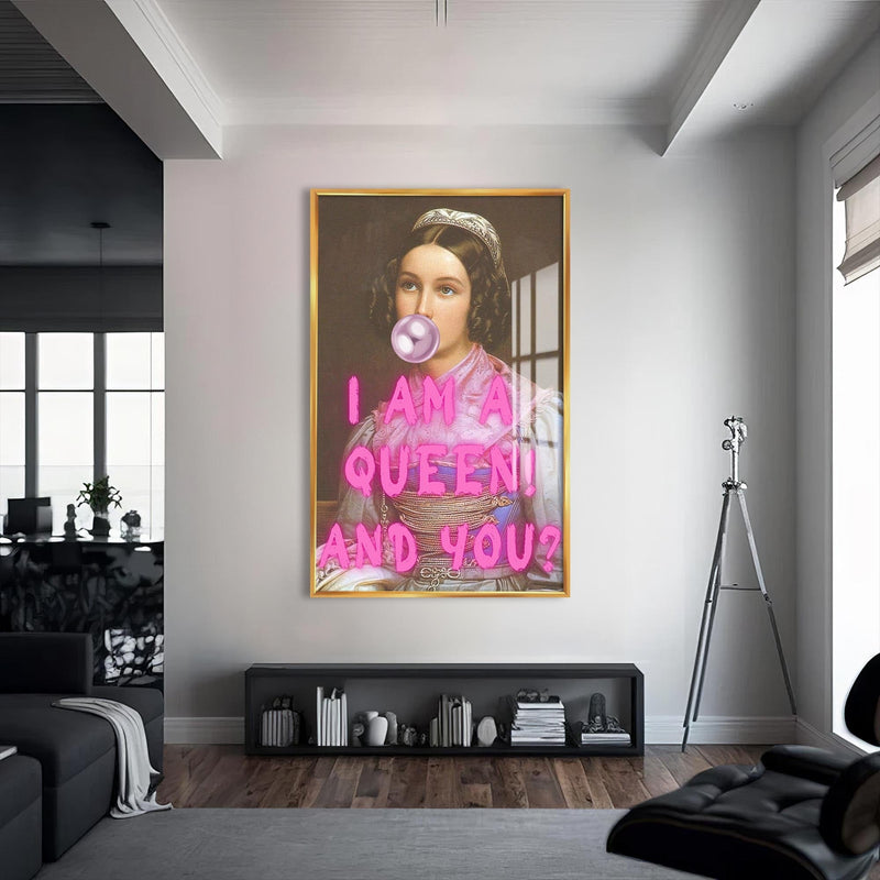 Artronauts Glass Print S | 72x46 cm | 28.3"x18.1" / Gold I Am A Queen - Tempered Glass Wall Art