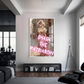 Artronauts Glass Print S | 72x46 cm | 28.3"x18.1" / White Smash The Patriarchy - Tempered Glass Wall Art