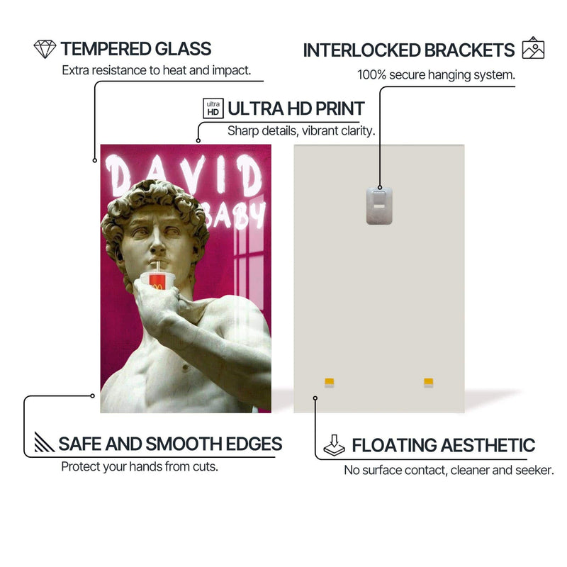 Artronauts Glass Print David Baby - Tempered Glass Wall Art