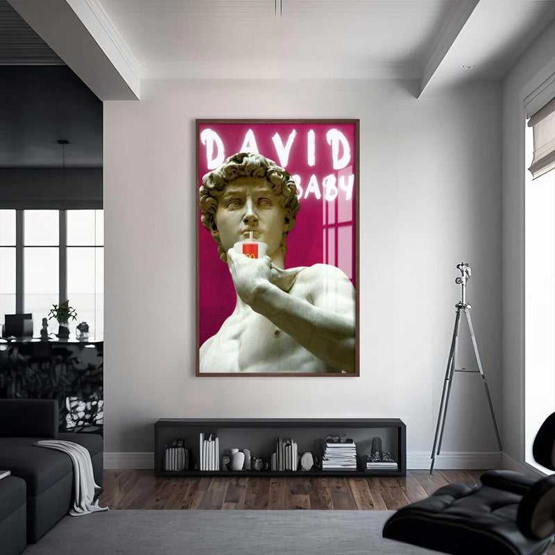 Artronauts Glass Print S | 72x46 cm | 28.3"x18.1" / Walnut David Baby - Tempered Glass Wall Art