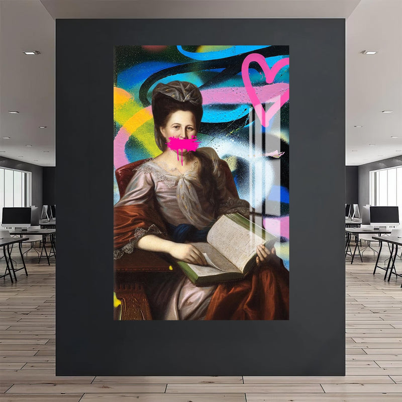 Artronauts Glass Print Neon Graffiti Lady - Tempered Glass Wall Art