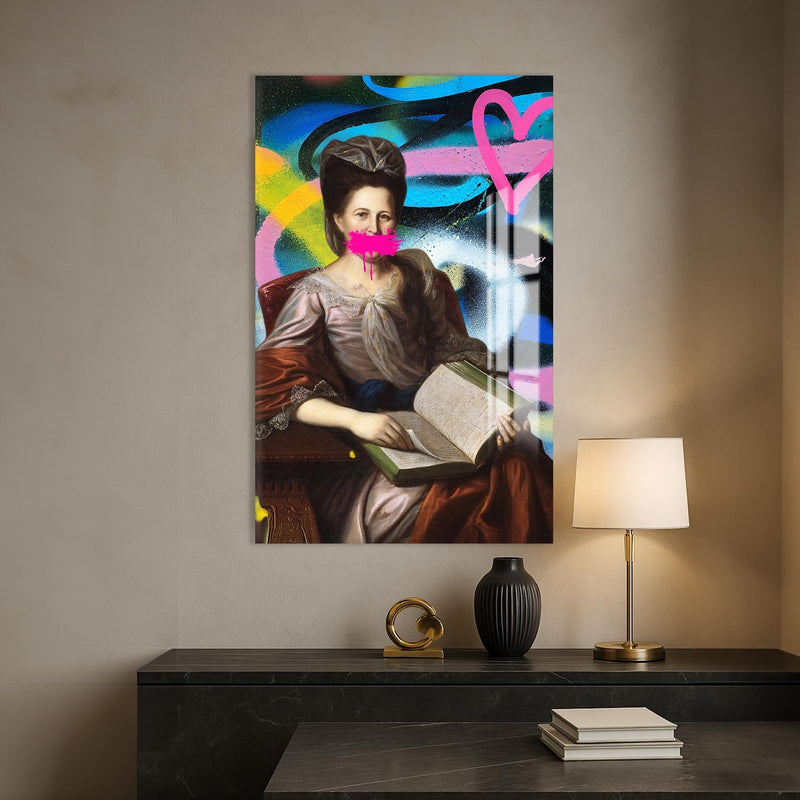 Artronauts Glass Print Neon Graffiti Lady - Tempered Glass Wall Art