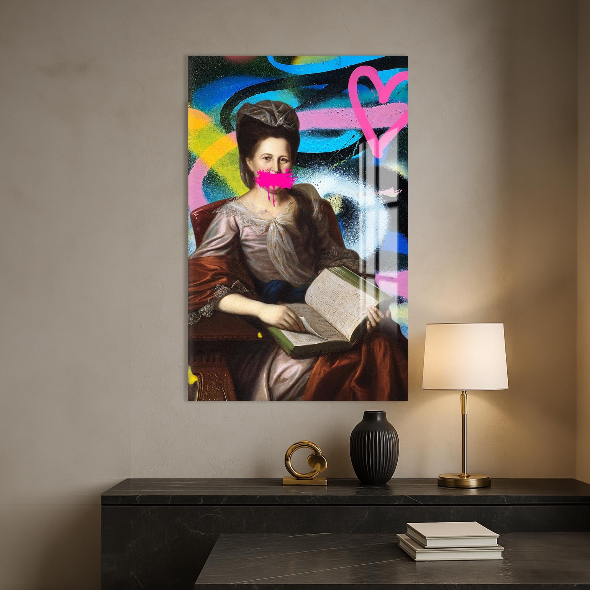 Artronauts Glass Print Neon Graffiti Lady - Tempered Glass Wall Art