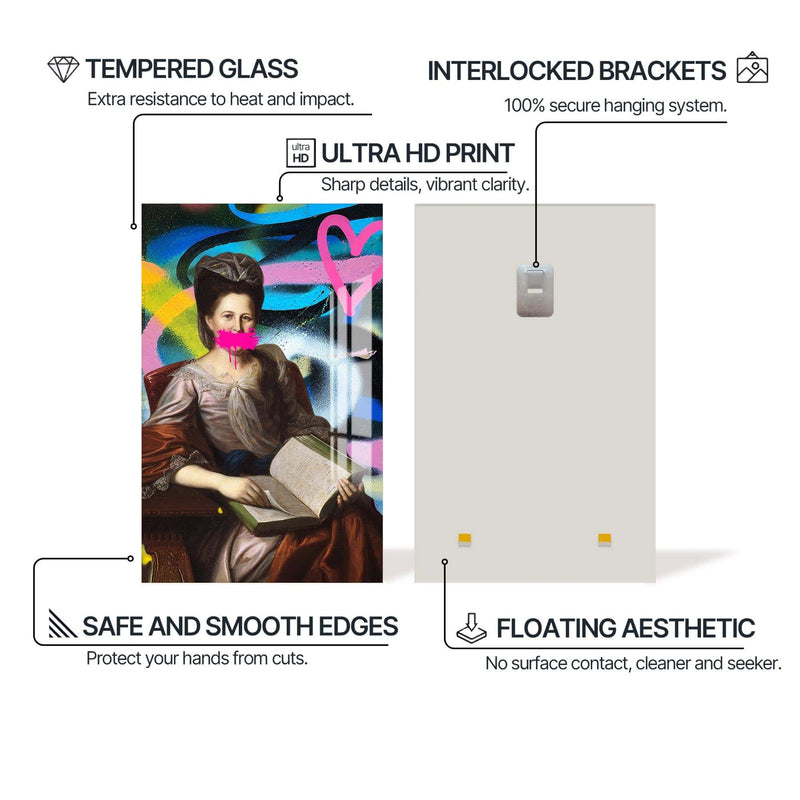 Artronauts Glass Print Neon Graffiti Lady - Tempered Glass Wall Art