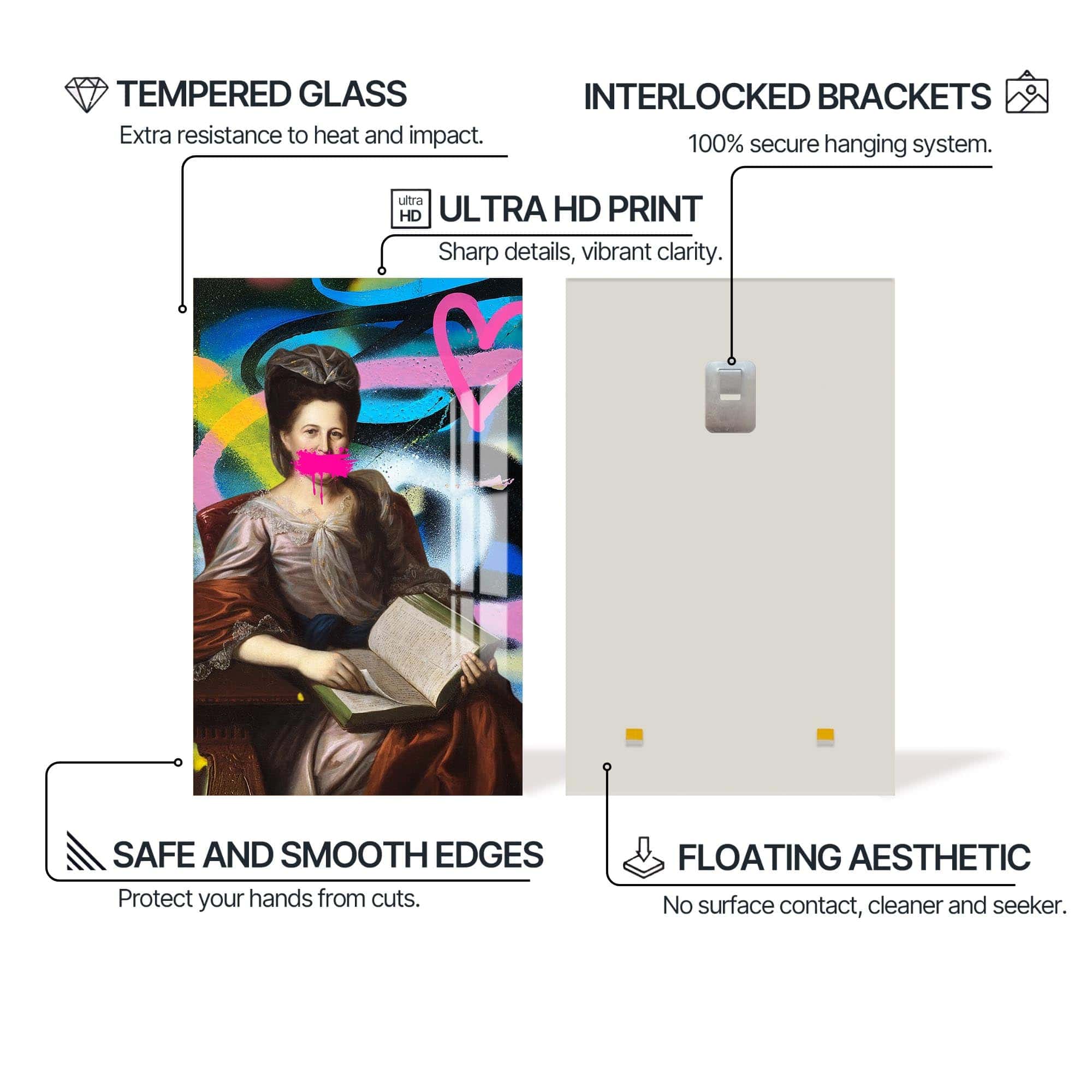 Artronauts Glass Print Neon Graffiti Lady - Tempered Glass Wall Art