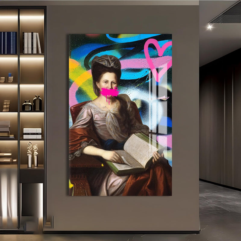 Artronauts Glass Print Neon Graffiti Lady - Tempered Glass Wall Art