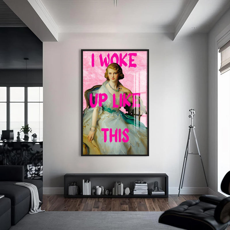 Artronauts Glass Print S | 72x46 cm | 28.3"x18.1" / Black I Woke Up Like This - Tempered Glass Wall Art