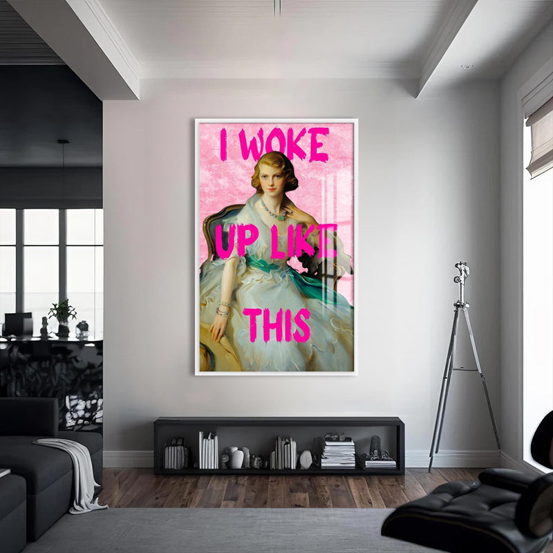 Artronauts Glass Print S | 72x46 cm | 28.3"x18.1" / White I Woke Up Like This - Tempered Glass Wall Art