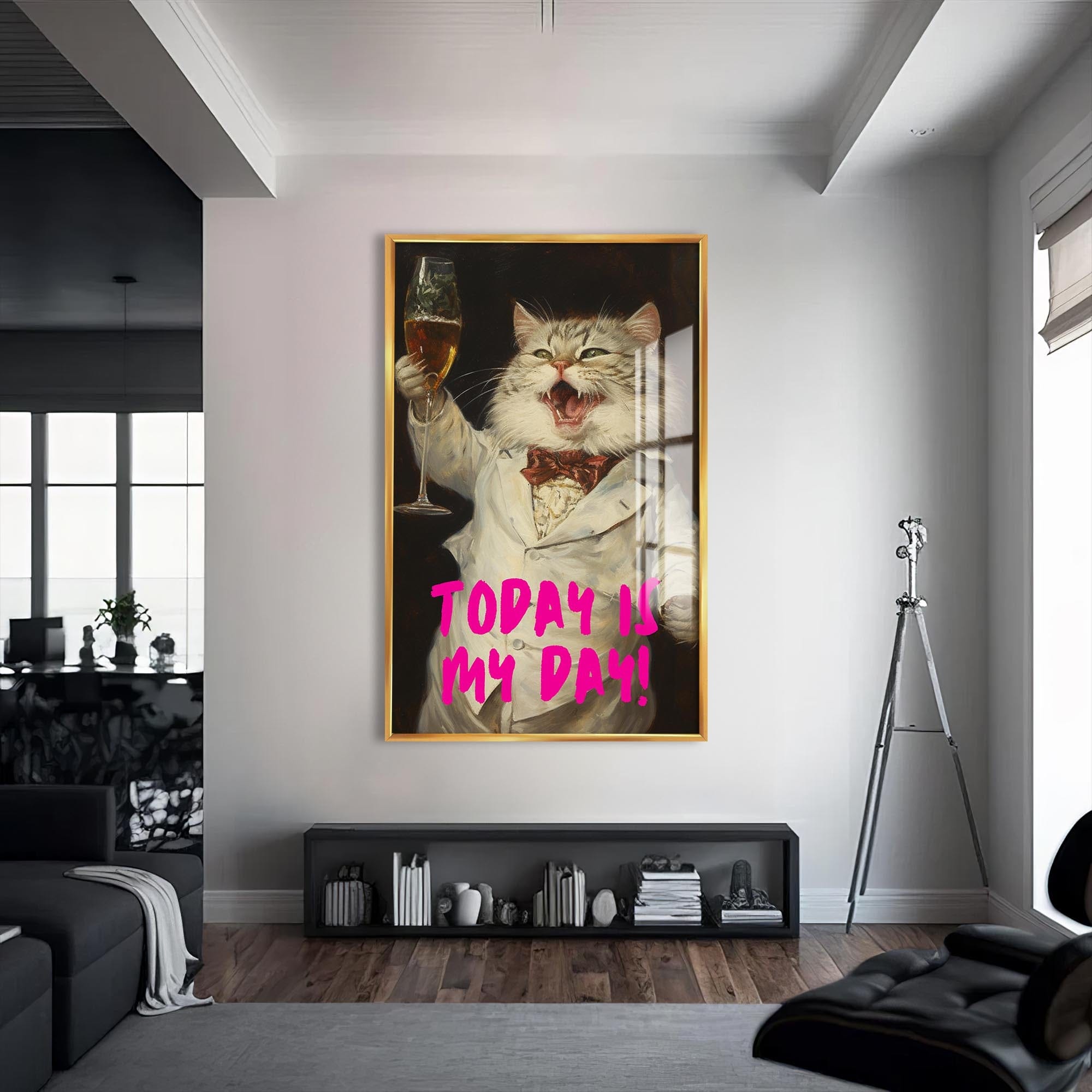 Artronauts Glass Print S | 72x46 cm | 28.3"x18.1" / Gold Today Is My Day - Tempered Glass Wall Art
