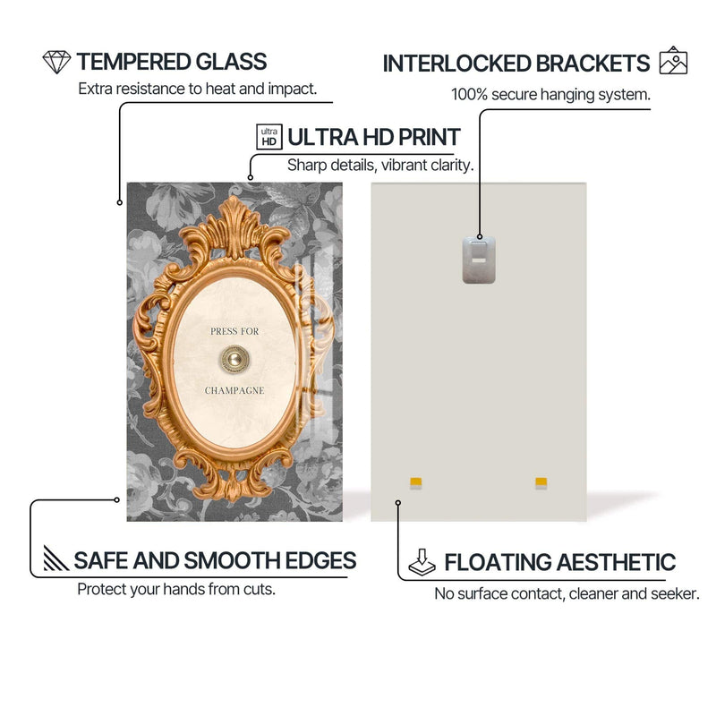 Artronauts Glass Print Press For Champagne - Tempered Glass Wall Art