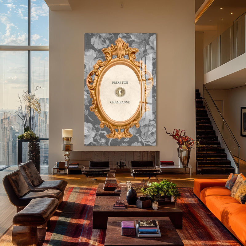 Artronauts Glass Print Press For Champagne - Tempered Glass Wall Art