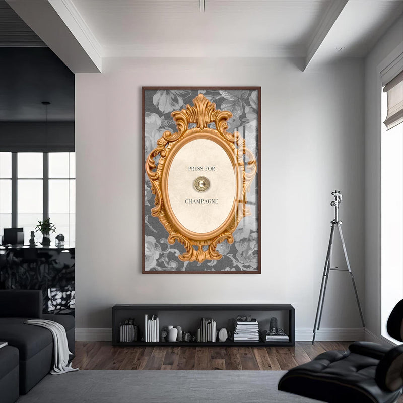 Artronauts Glass Print S | 72x46 cm | 28.3"x18.1" / Walnut Press For Champagne - Tempered Glass Wall Art