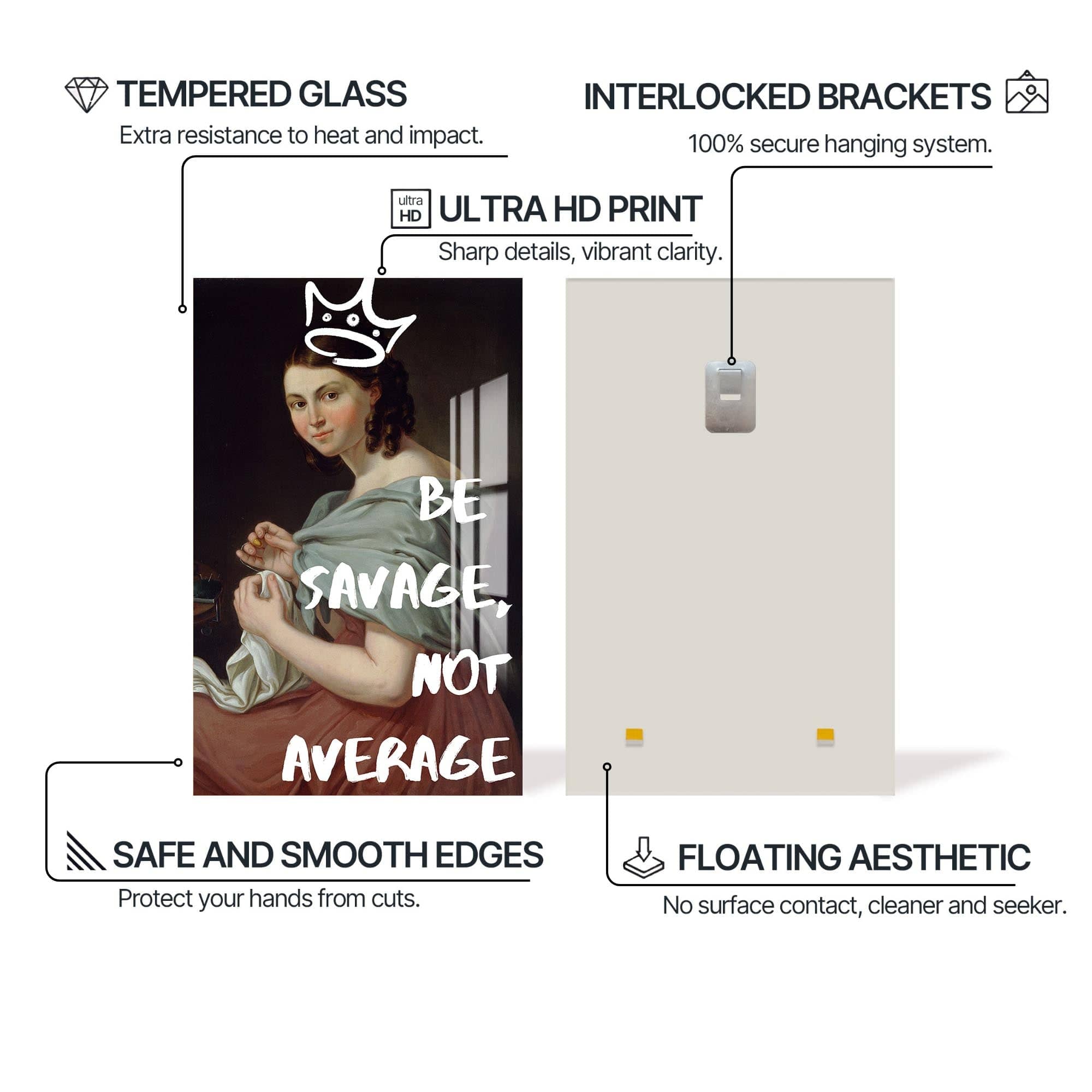 Artronauts Glass Print Be Savage - Tempered Glass Wall Art