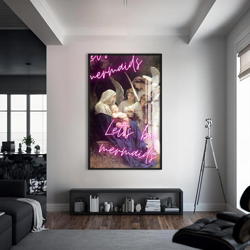 Artronauts Glass Print S | 72x46 cm | 28.3"x18.1" / Black Let’s Be Mermaids - Tempered Glass Wall Art