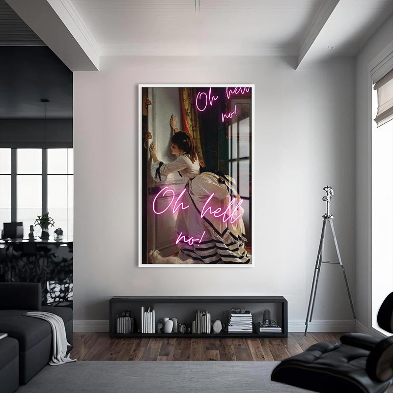 Artronauts Glass Print S | 72x46 cm | 28.3"x18.1" / White Oh Hell No - Tempered Glass Wall Art
