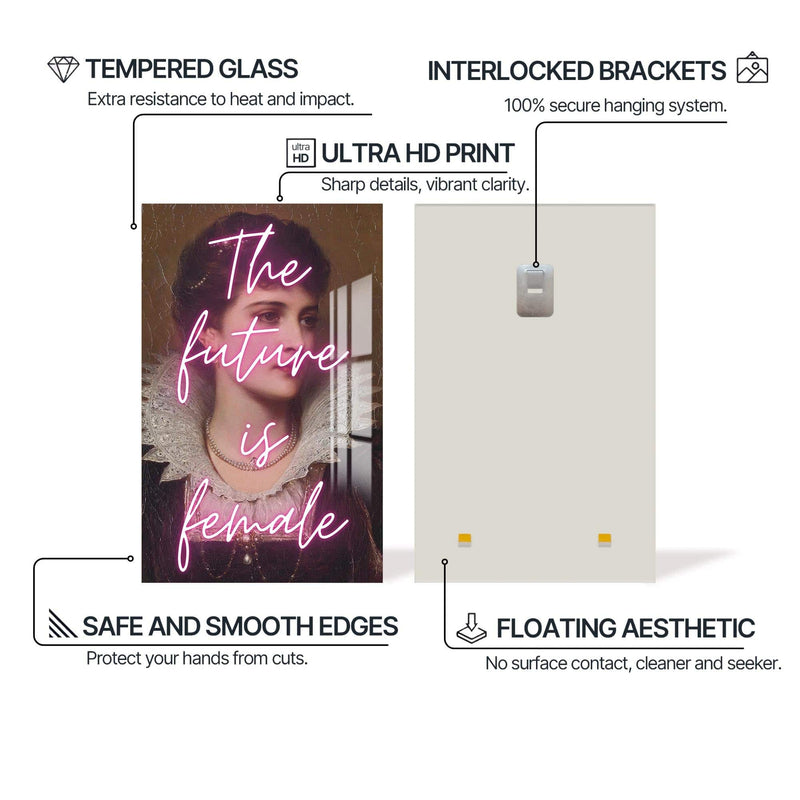 Artronauts Glass Print The Future Is Female - Tempered Glass Wall Art