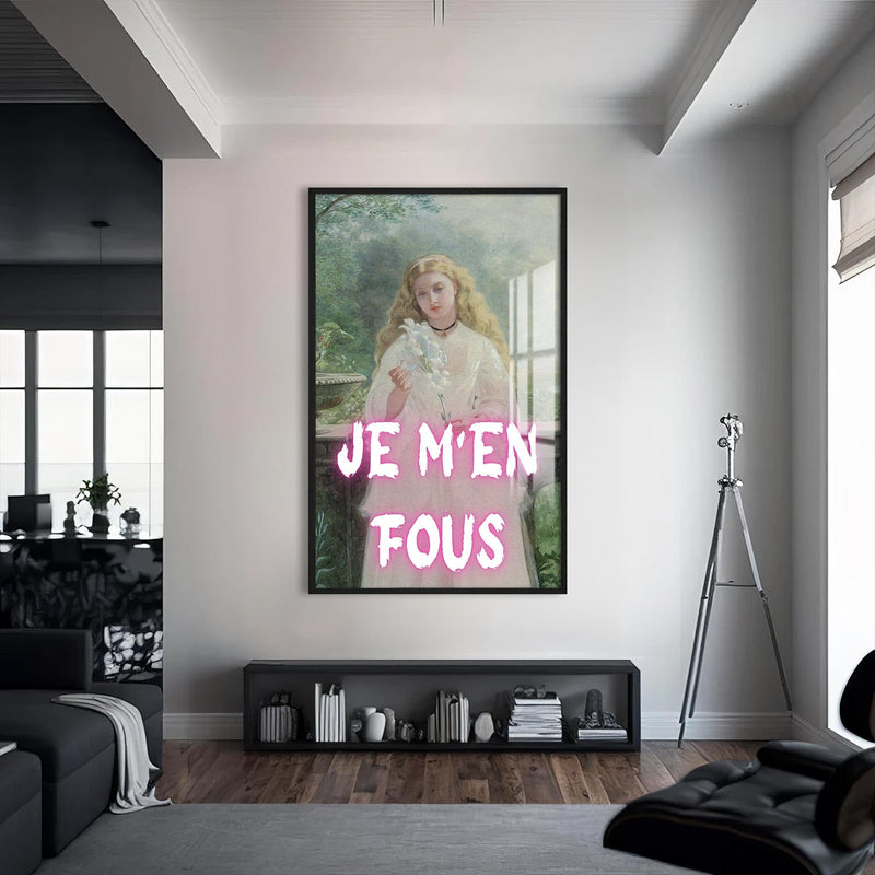 Artronauts Glass Print S | 72x46 cm | 28.3"x18.1" / Black JE M’EN FOUS - Tempered Glass Wall Art