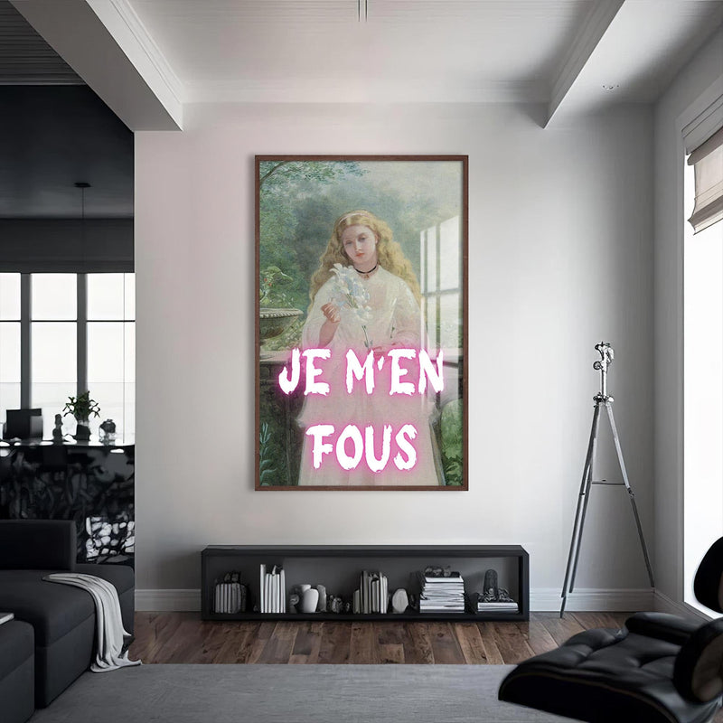 Artronauts Glass Print S | 72x46 cm | 28.3"x18.1" / Walnut JE M’EN FOUS - Tempered Glass Wall Art