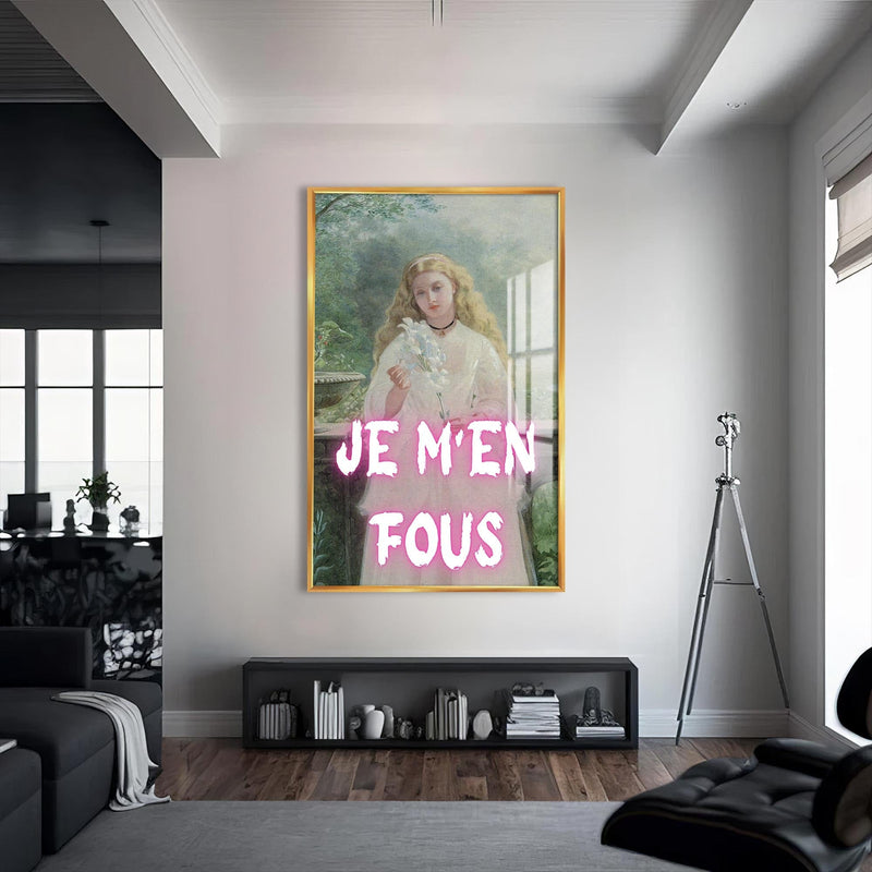 Artronauts Glass Print S | 72x46 cm | 28.3"x18.1" / Gold JE M’EN FOUS - Tempered Glass Wall Art