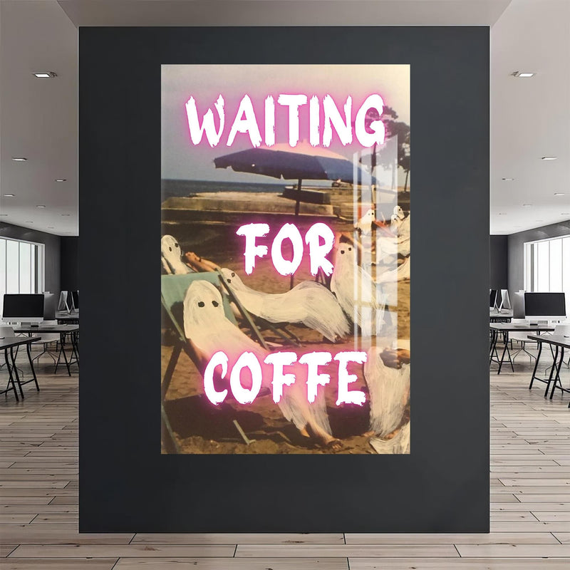 Artronauts Glass Print Waiting For Coffee - Tempered Glass Wall Art