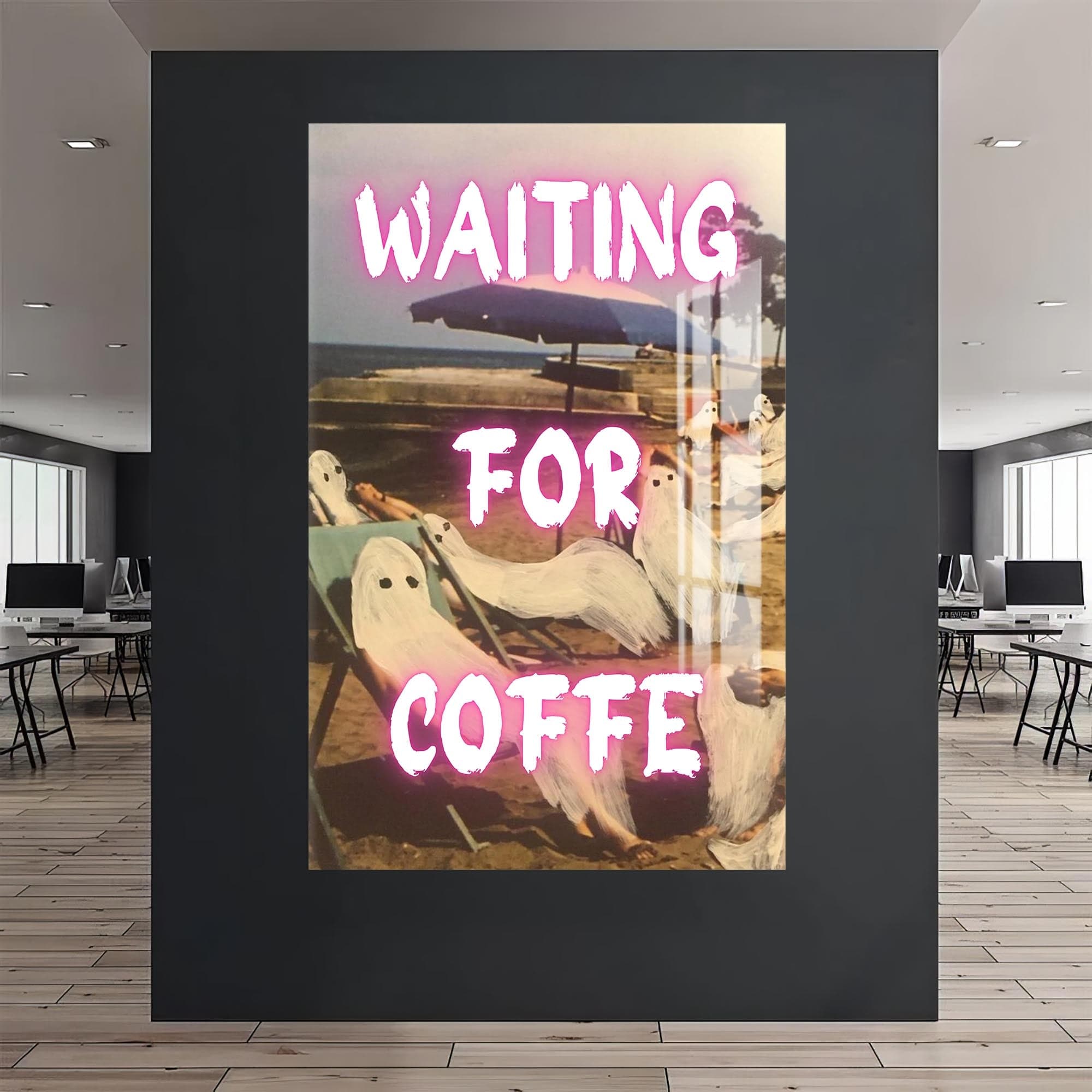 Artronauts Glass Print Waiting For Coffee - Tempered Glass Wall Art