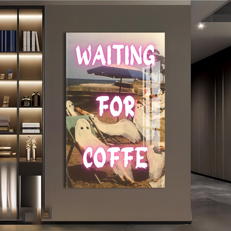 Artronauts Glass Print Waiting For Coffee - Tempered Glass Wall Art