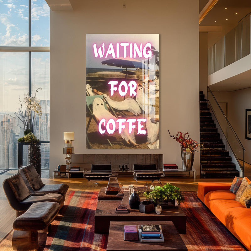 Artronauts Glass Print Waiting For Coffee - Tempered Glass Wall Art